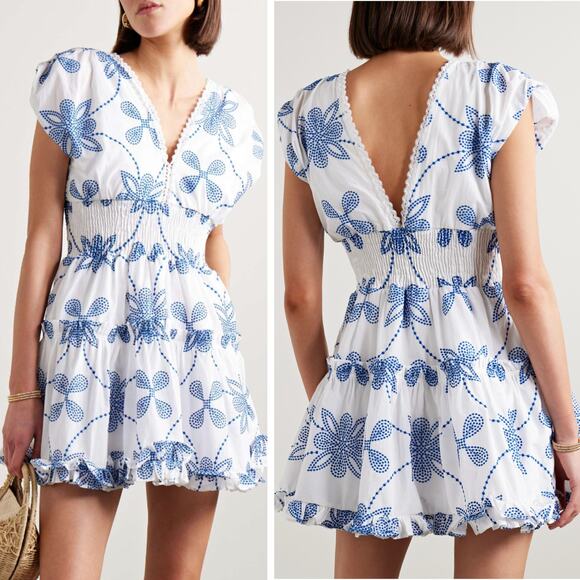 Waimari Dresses & Skirts - WAIMARI Giselle Mini Dress in White / Blue Size Small